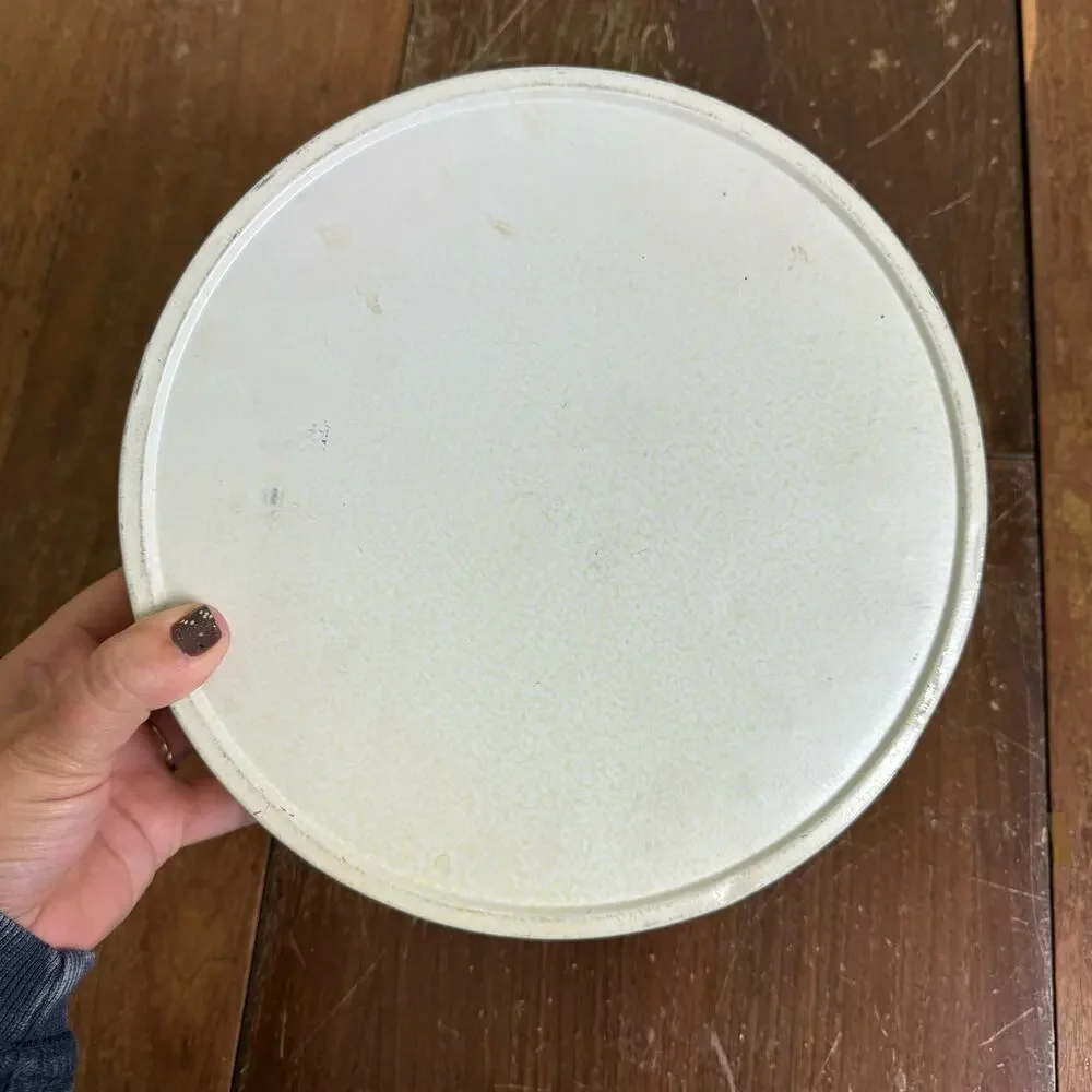 Mrs. Carver's 1950s Strawberry Litho Round Fruit‎ Cake Metal Tin Container